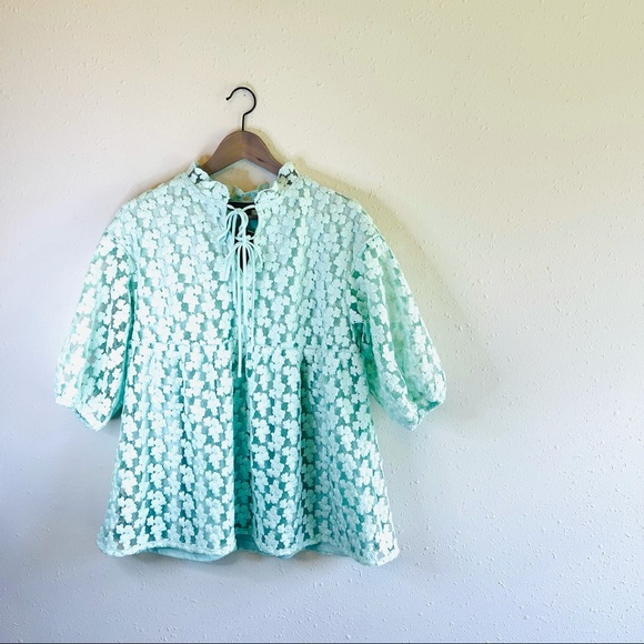 Andrew Marc Tops - Marc NY Andrew Marc Lace 3/4 Sleeve Mint Tunic Size XS NWT